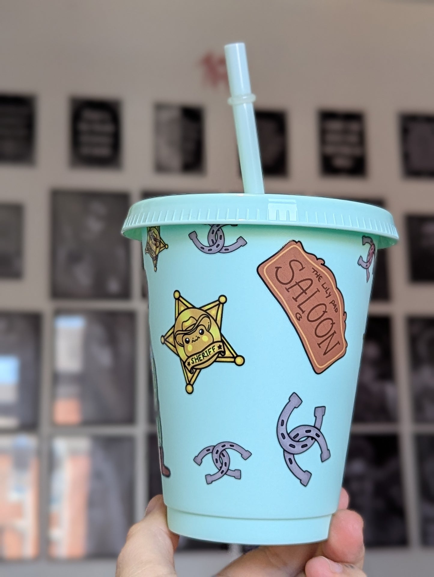 Franklin the cowboy frog 16oz tumbler