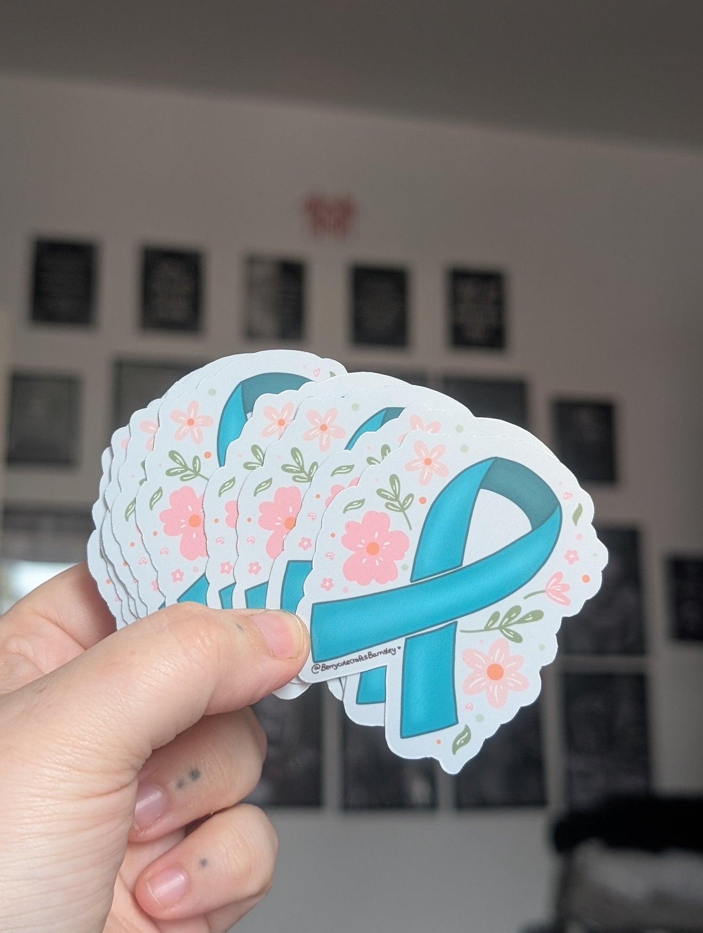 Peritoneal cancer ribbon gloss sticker