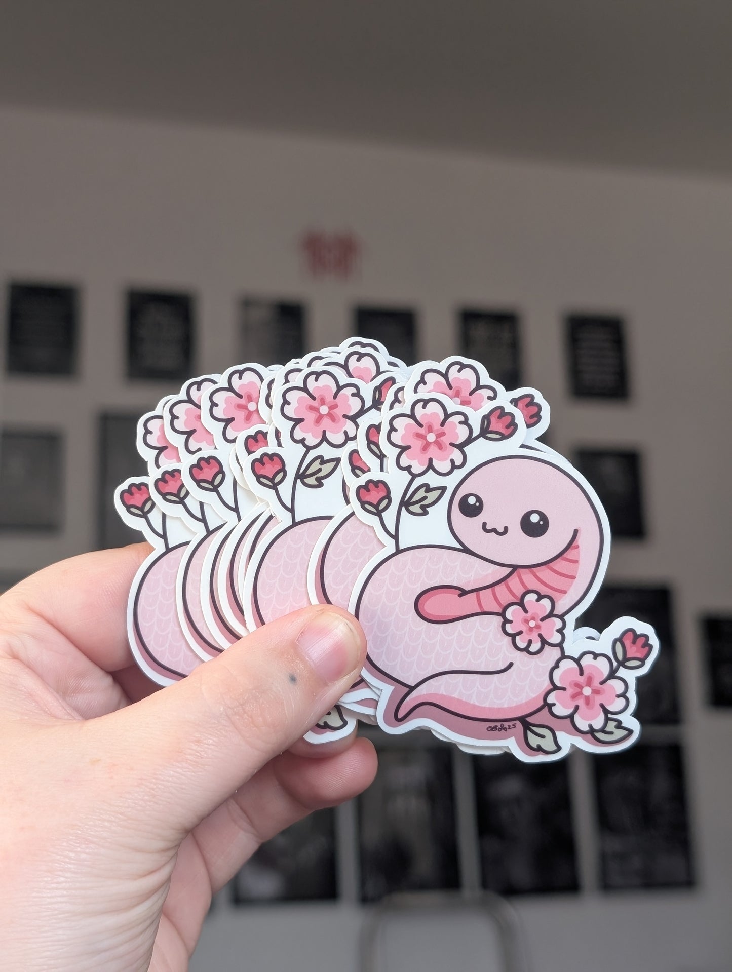 Cherry blossom snake sticker