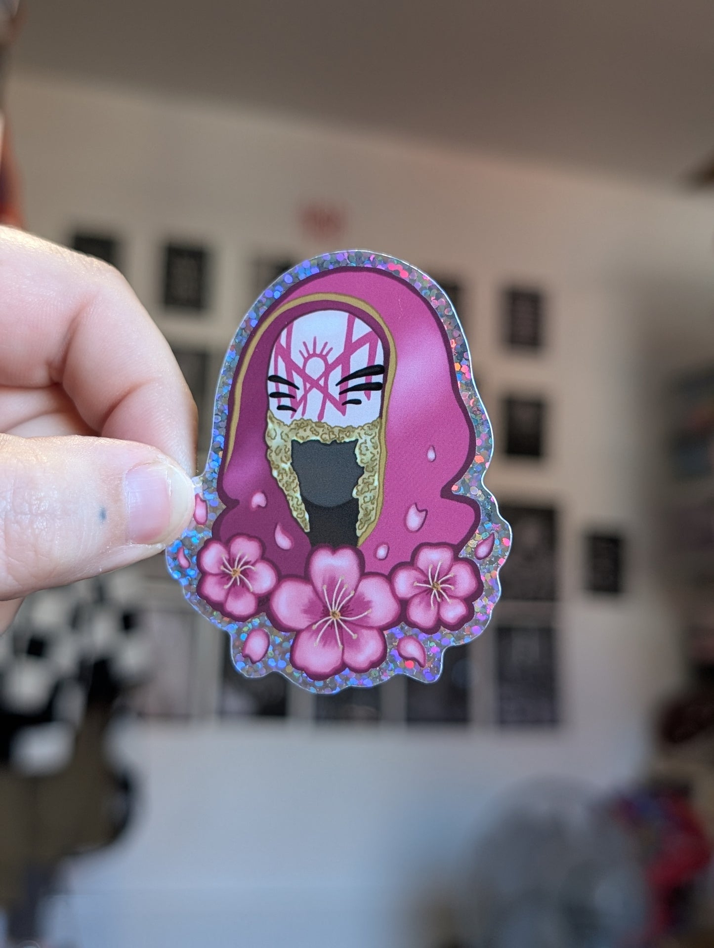 Cherry blossom vessel sparkle sticker