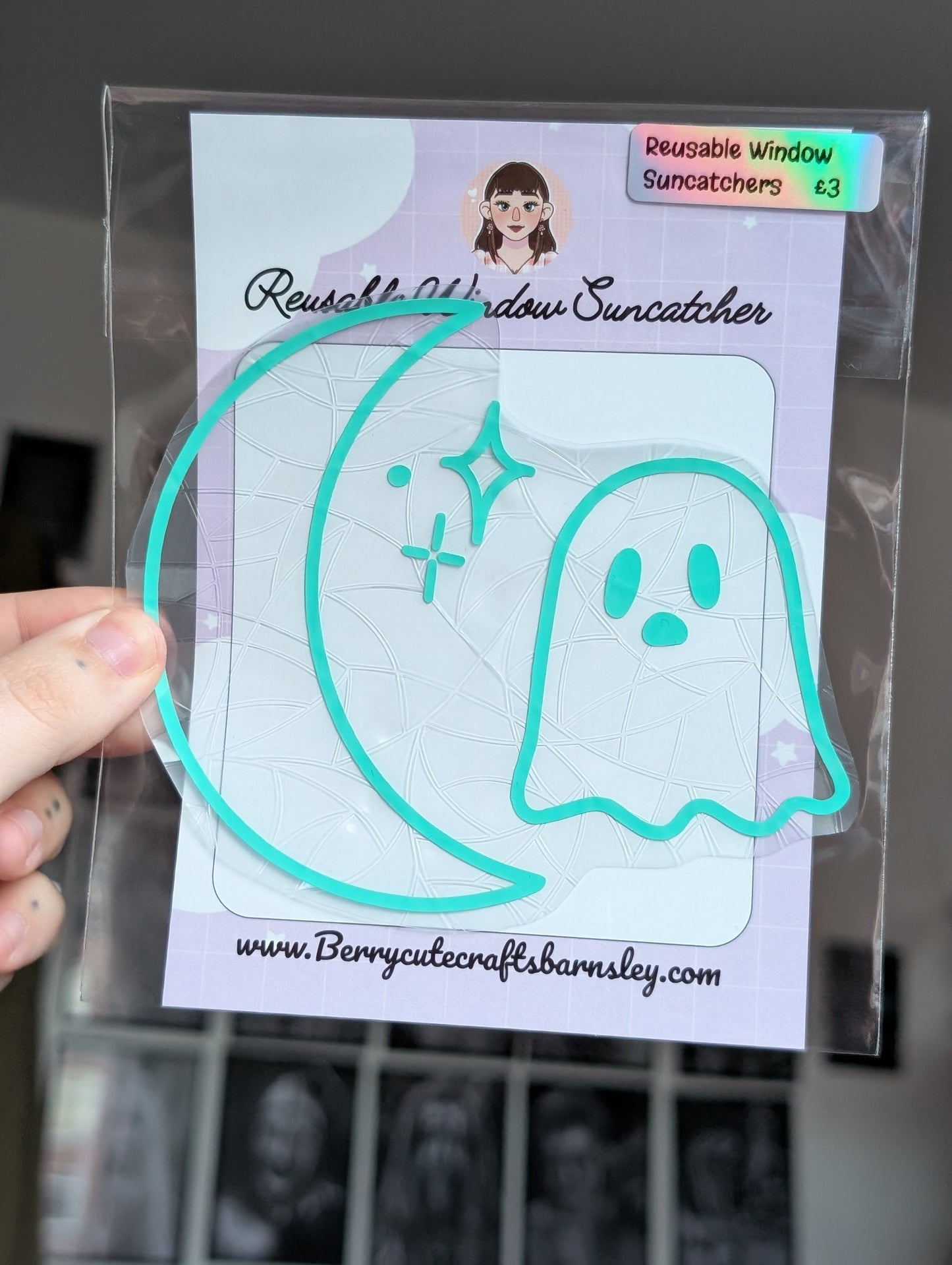 Mint ghost moon suncatcher