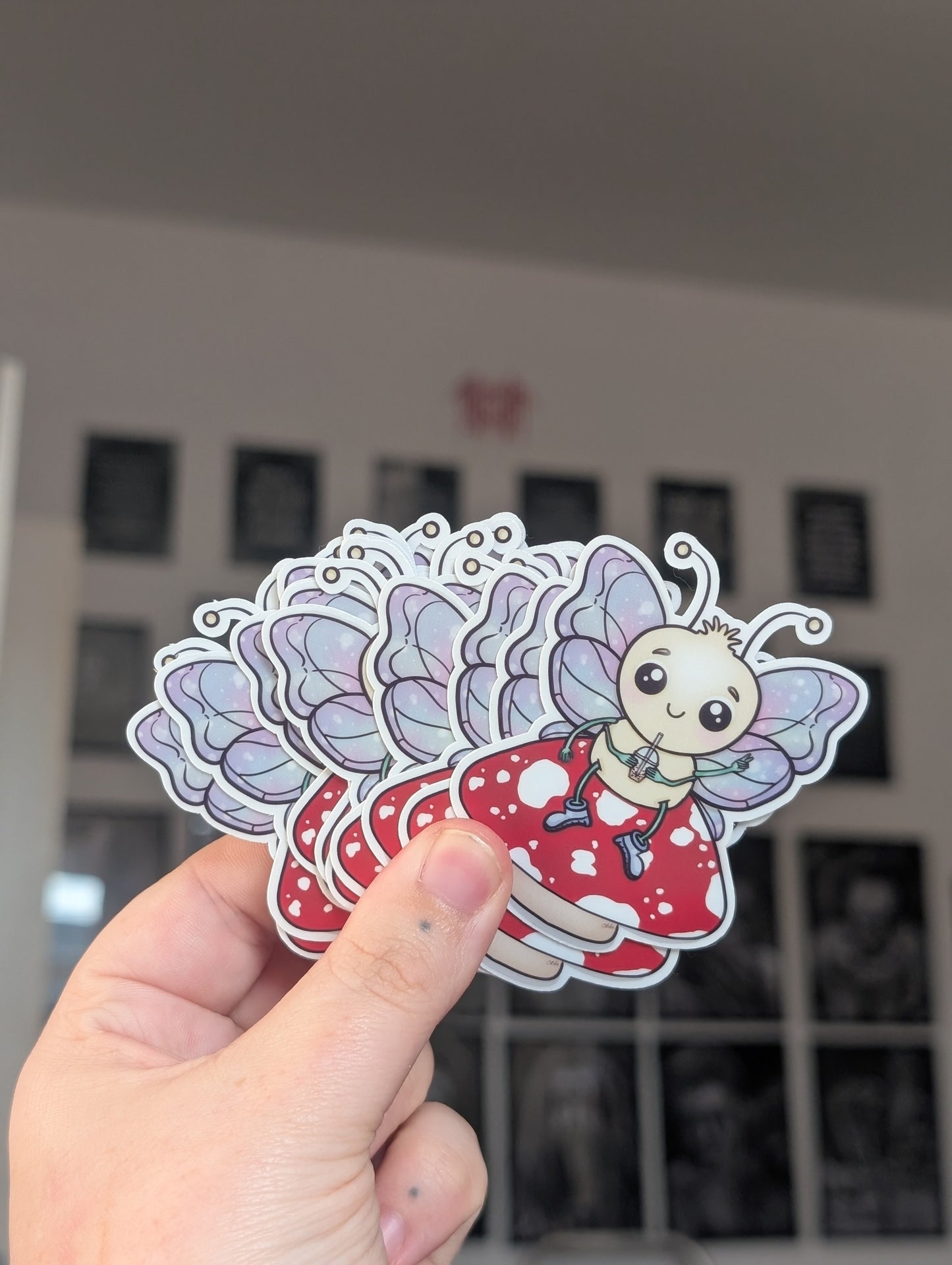 Butterfly on a break sticker