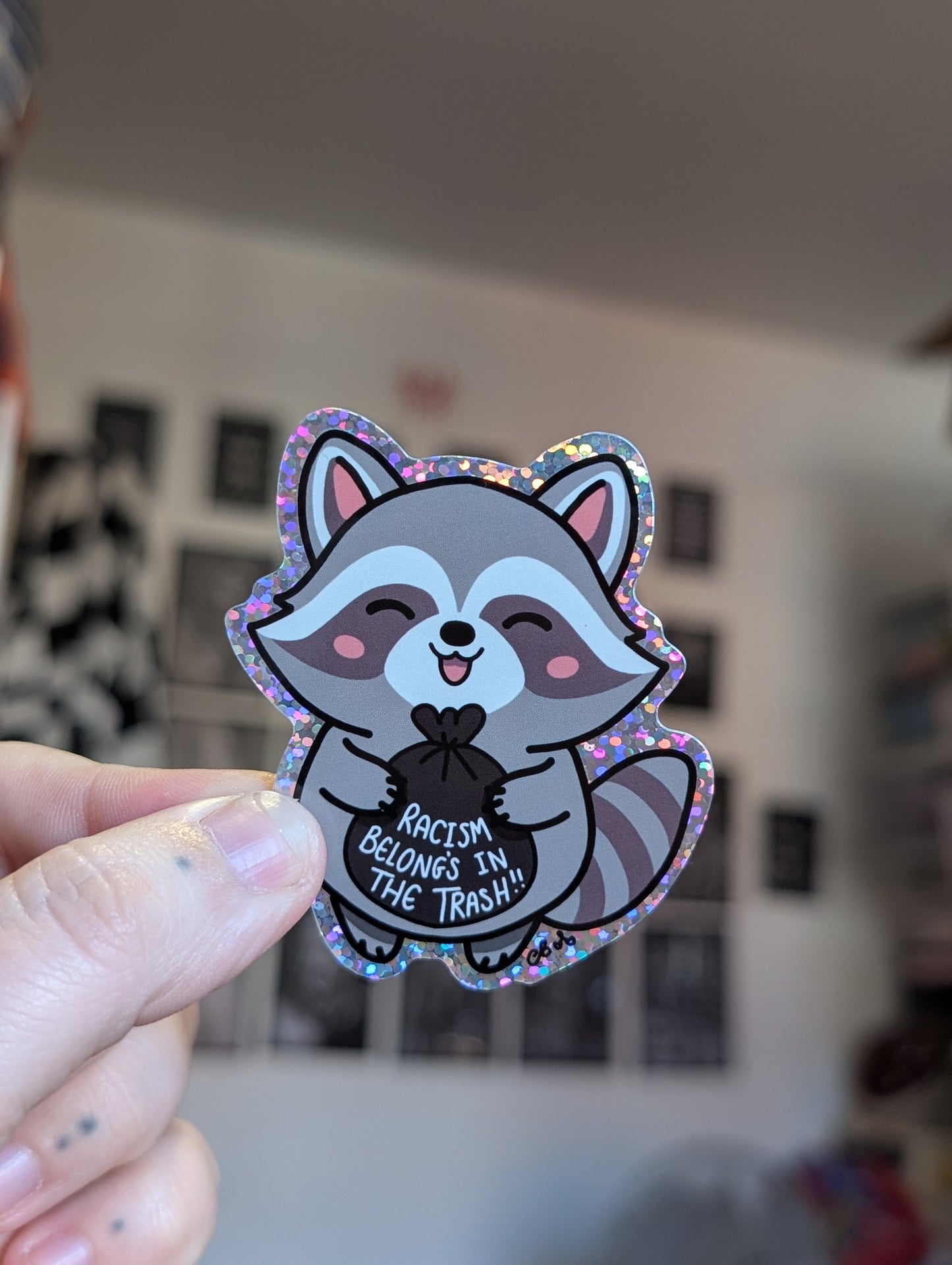 Anti racism Toby sparkle sticker