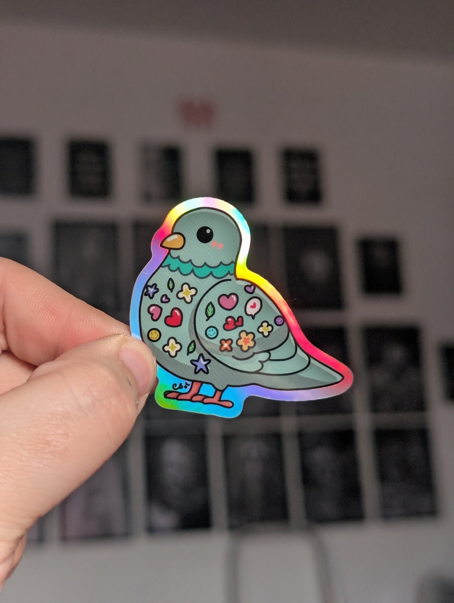 Holo stickered pigeon sticker