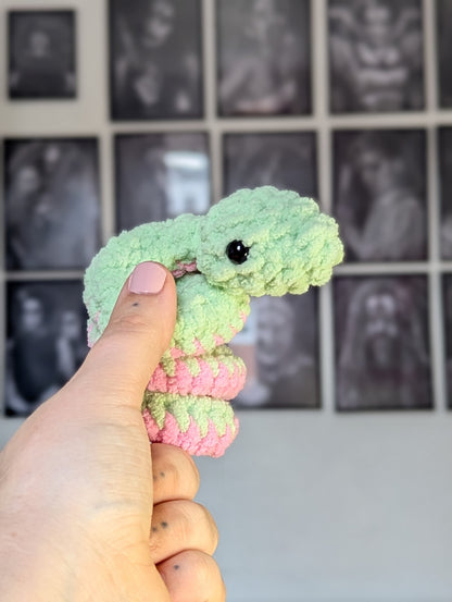 Green and pink baby snake