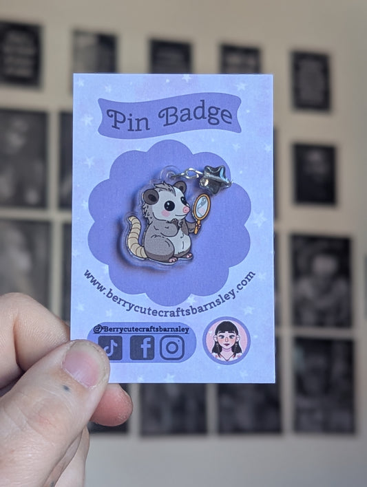 Walter the vain opossum charm pin