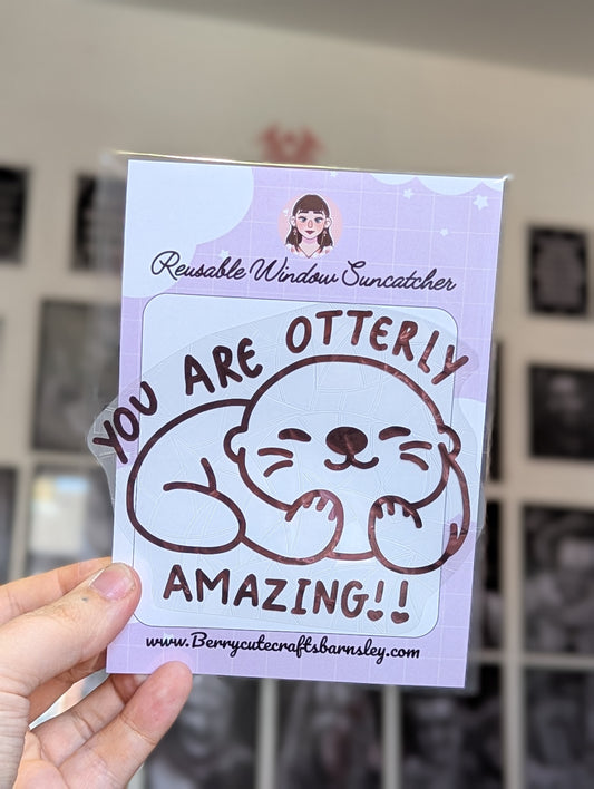 Otterly amazing Holo rosey pink suncatcher