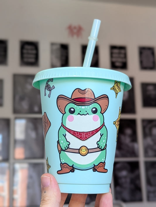 Franklin the cowboy frog 16oz tumbler