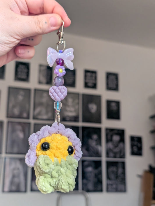 Flower baby charm keyring lilac&yellow