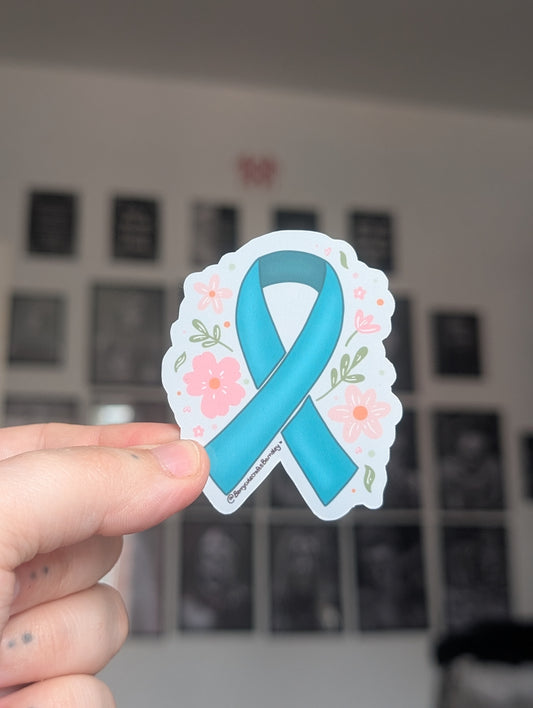 Peritoneal cancer ribbon gloss sticker