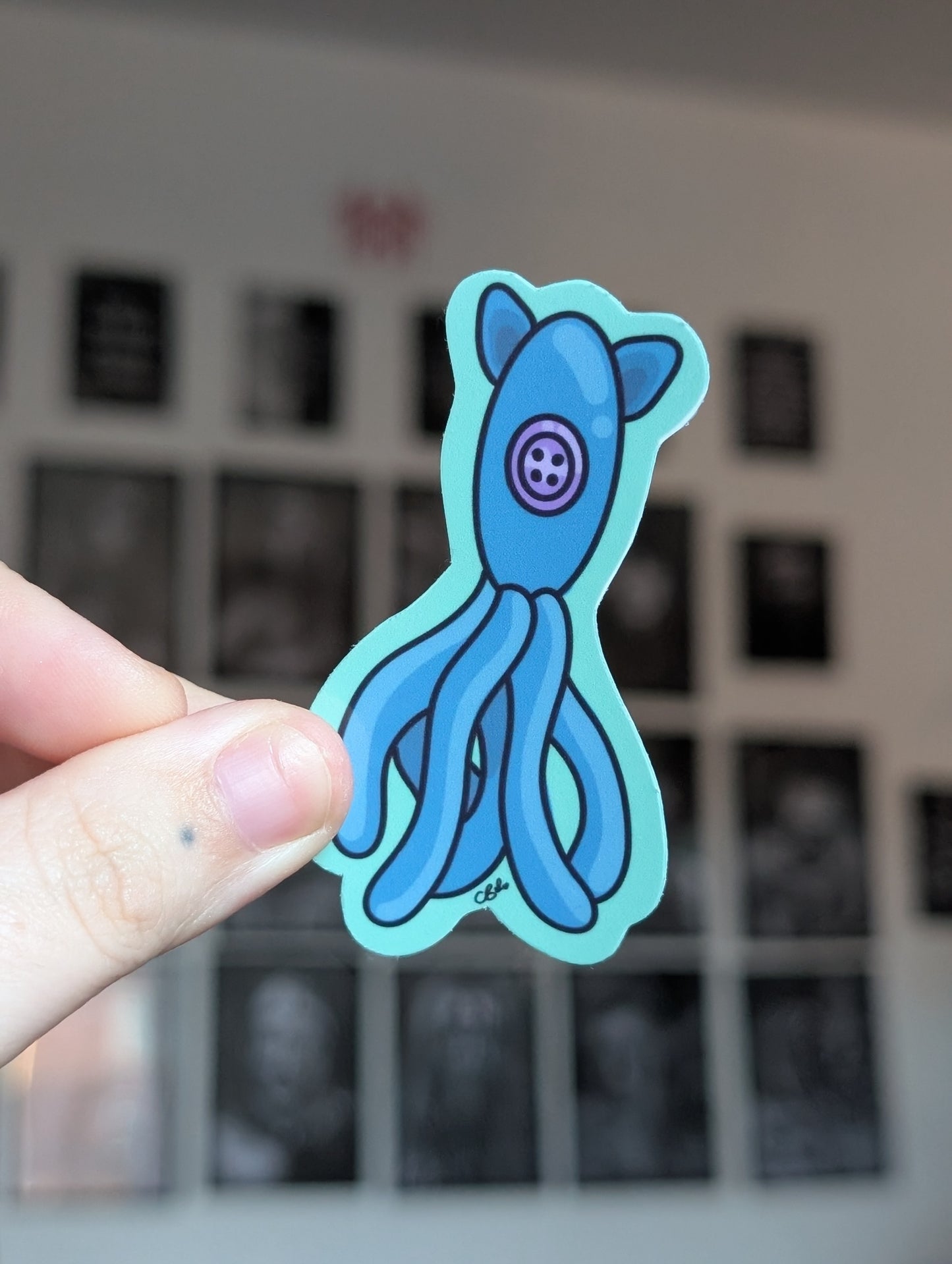 Squid cat gloss sticker