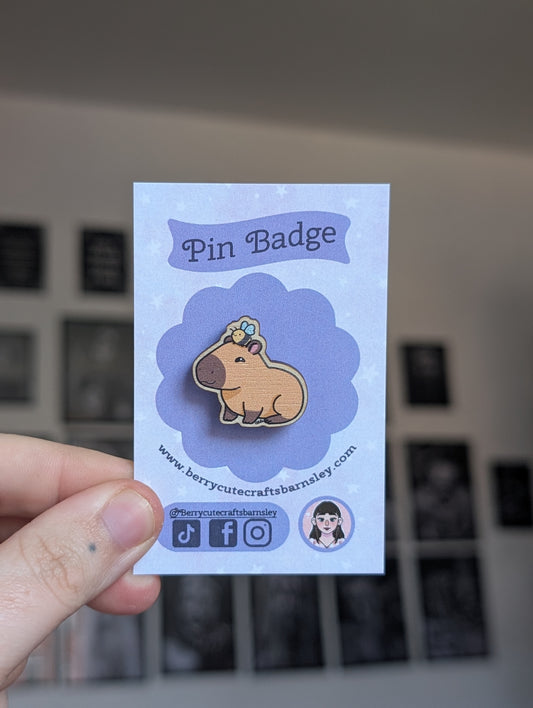 Honey and Bert wooden pin badge
