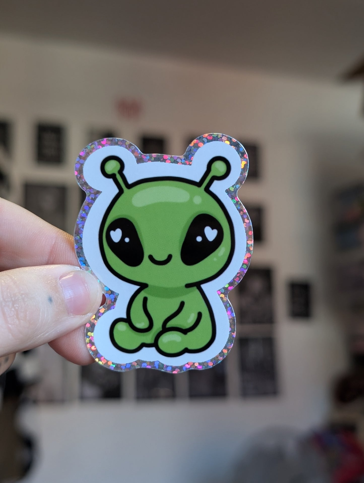 Baby alien sparkle sticker
