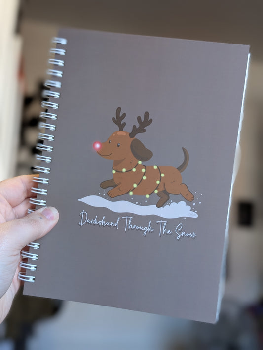 Daschund through the snow A5 Notebook