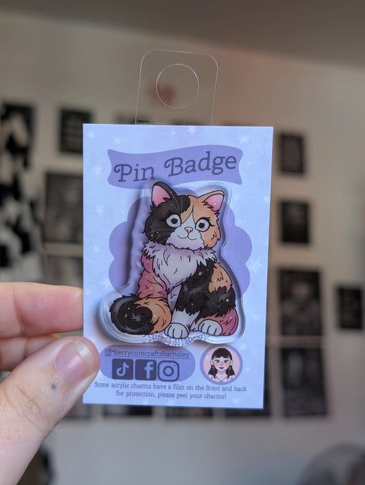 Calico kitty pin badge L