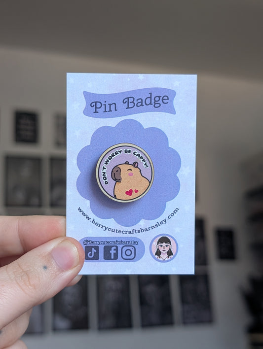 Be cappy wooden pin badge