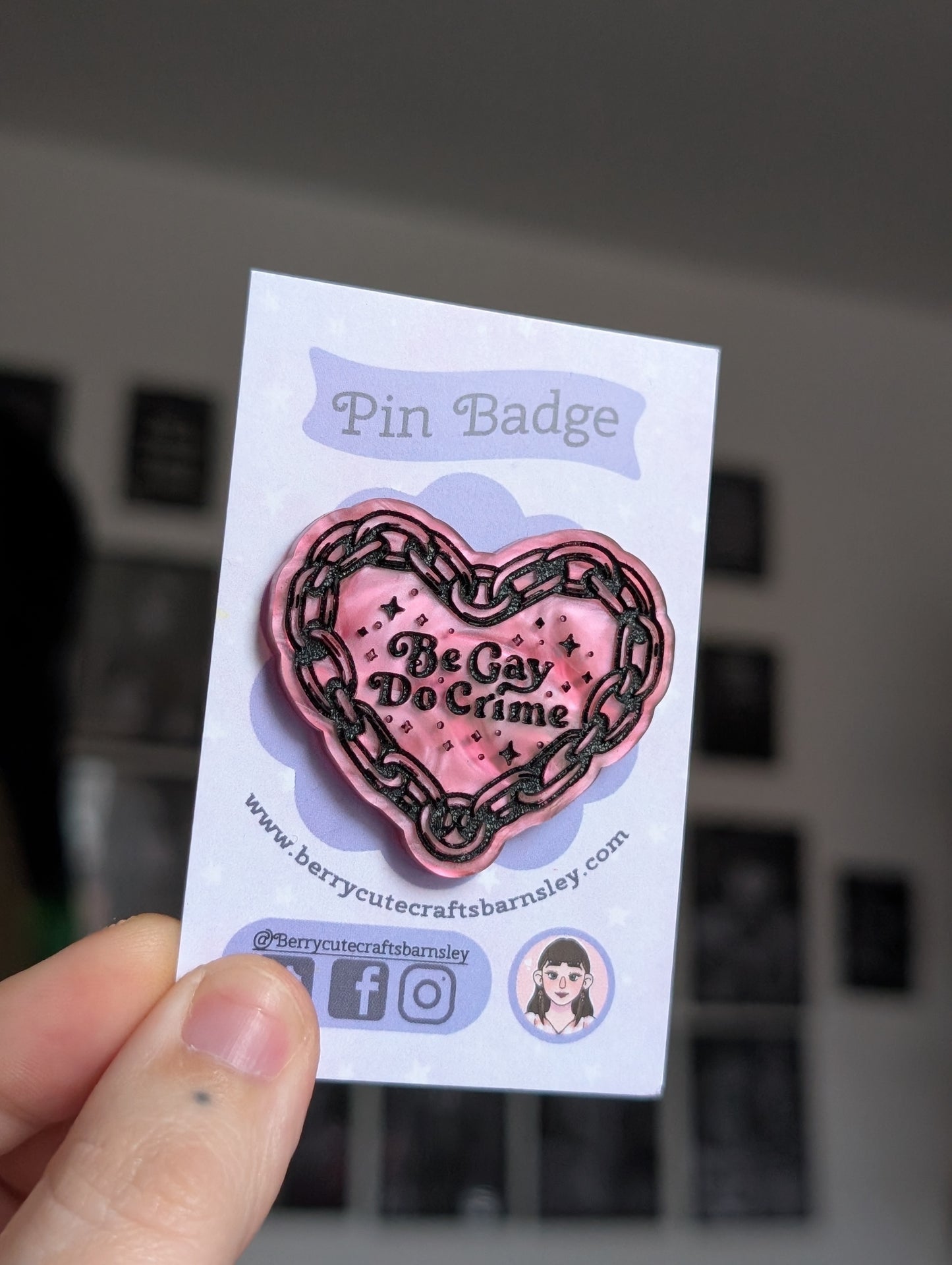 Be gay do crimes acrylic pin pink