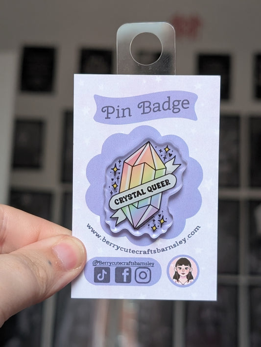 Crystal queer pin badge