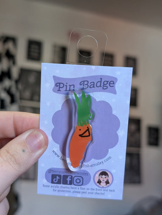 Carrot pin badge