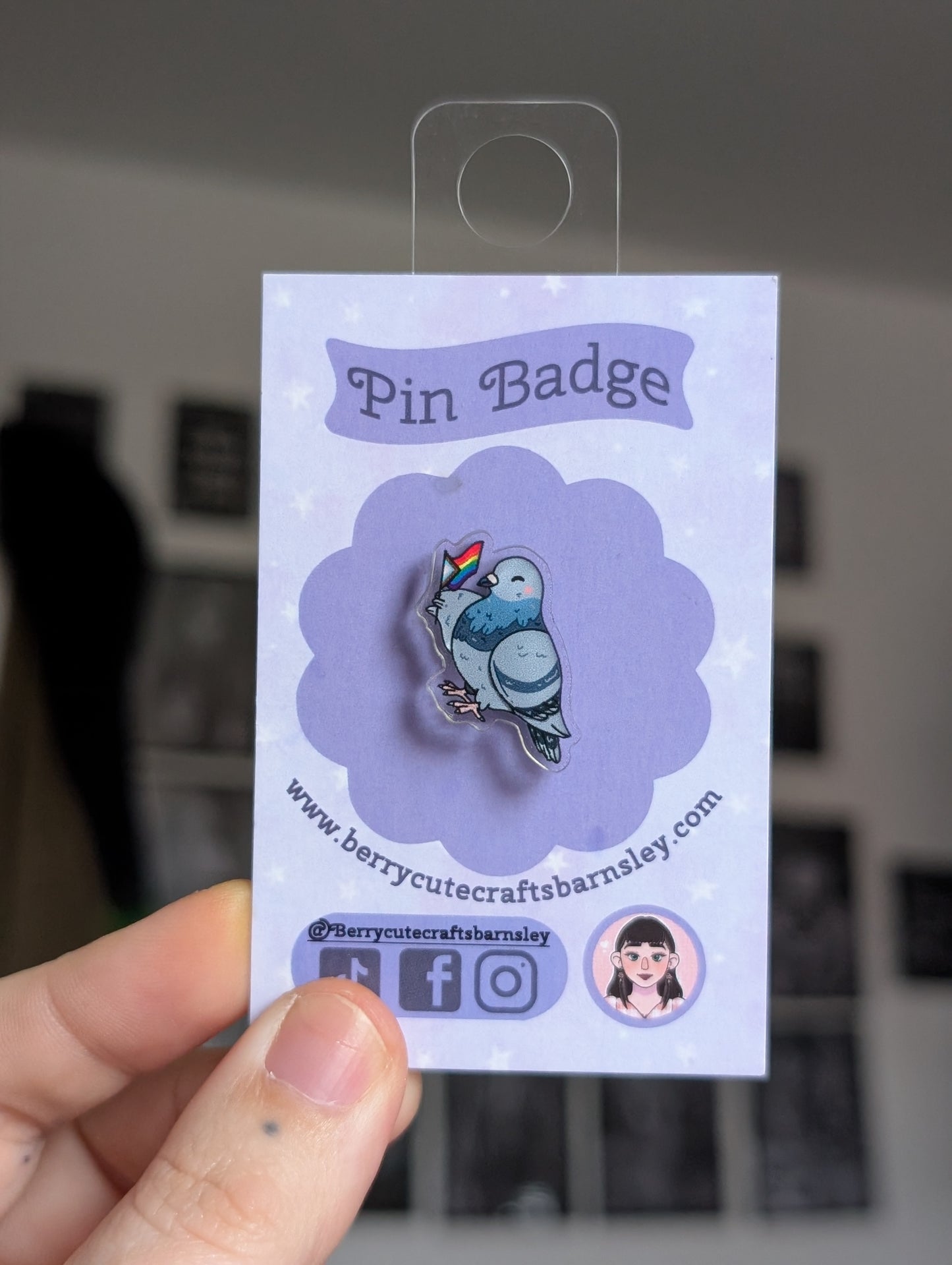 Gerard the pride pigeon 1" pin badge