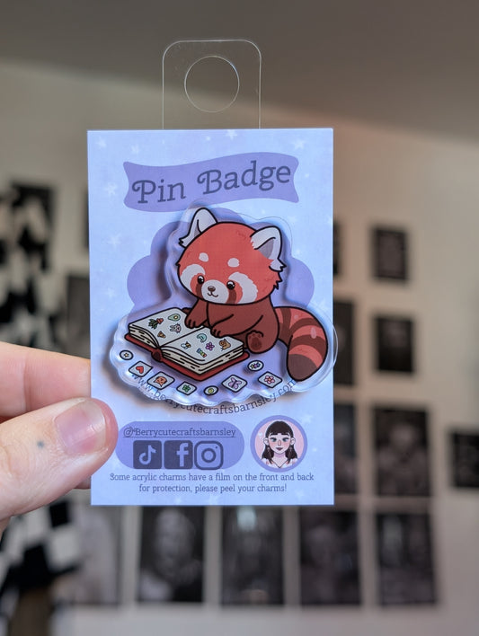 Sticker collecting red panda pin badge L