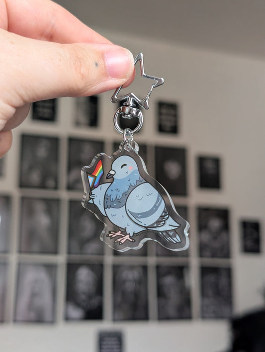 Pride pigeon keyring