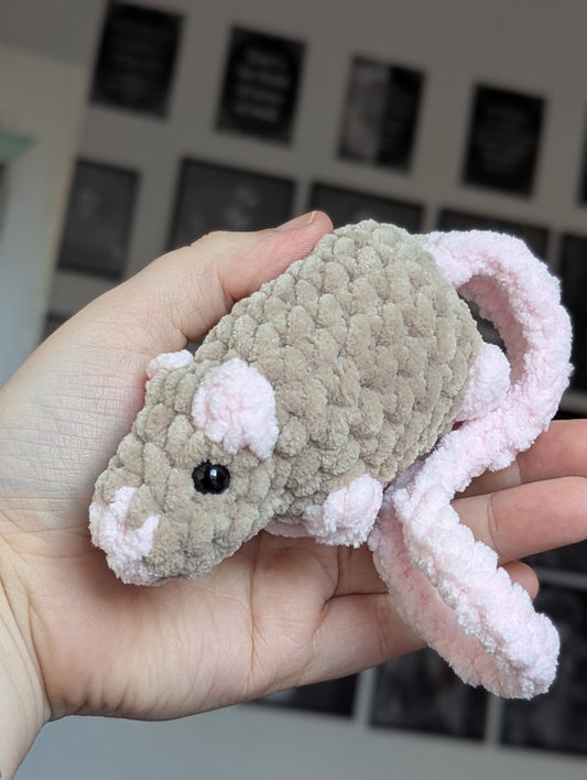 Rat plush charm brown and pink