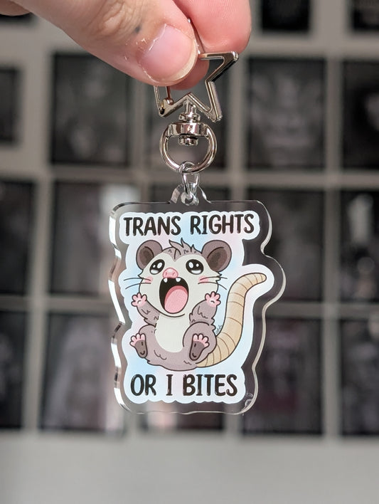 Trans right opossum keyring