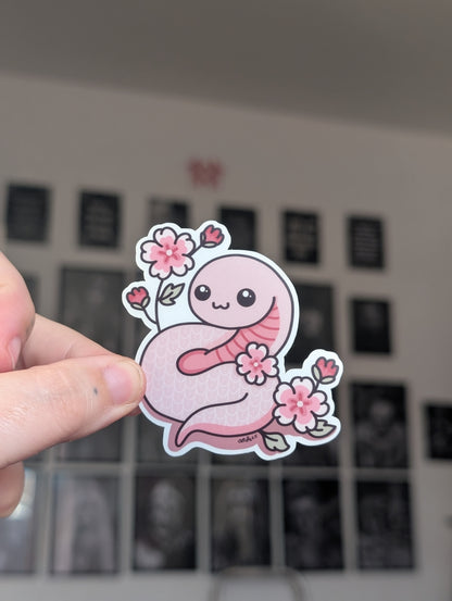 Cherry blossom snake sticker