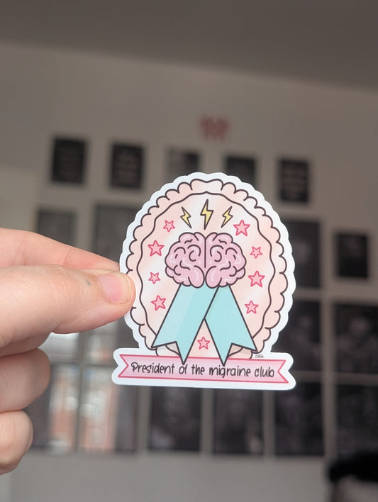 Migraine club president gloss sticker