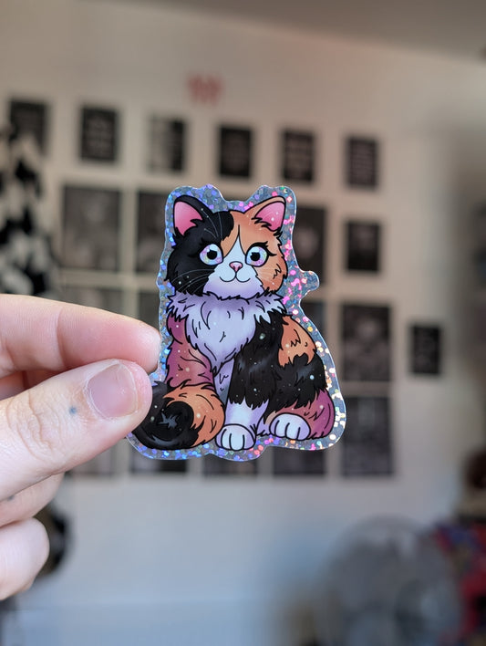 Calico kitty sparkle sticker