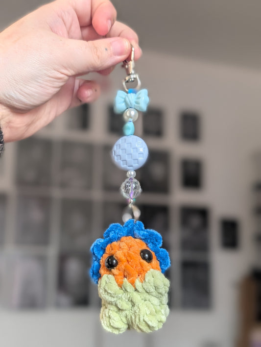 Flower baby charm keyring blue&orange