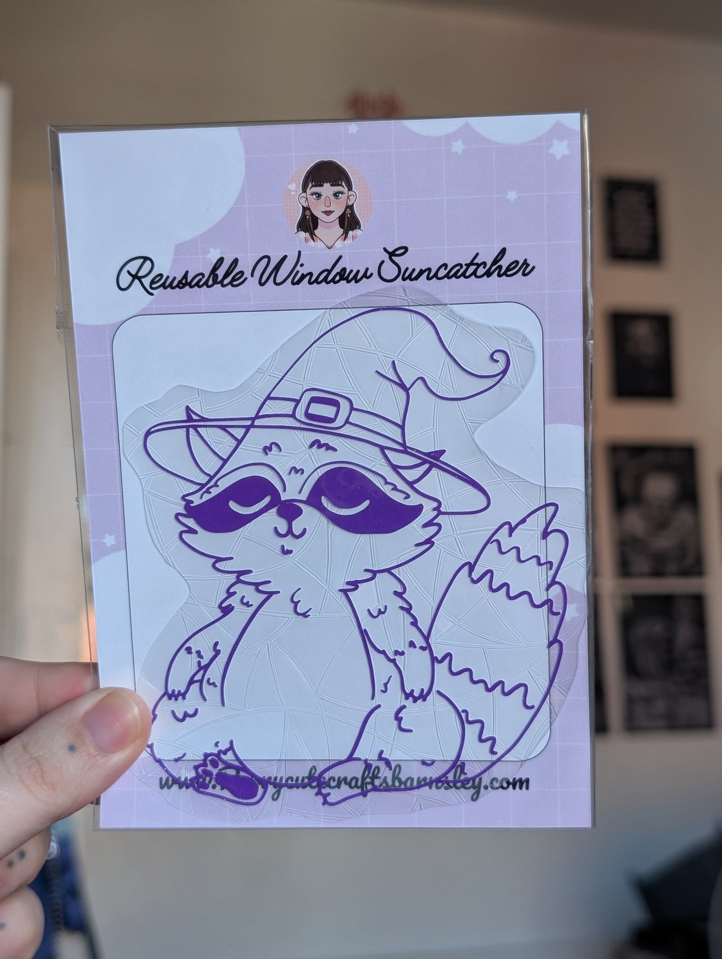 Wiz the wizard trash panda reusable suncatcher