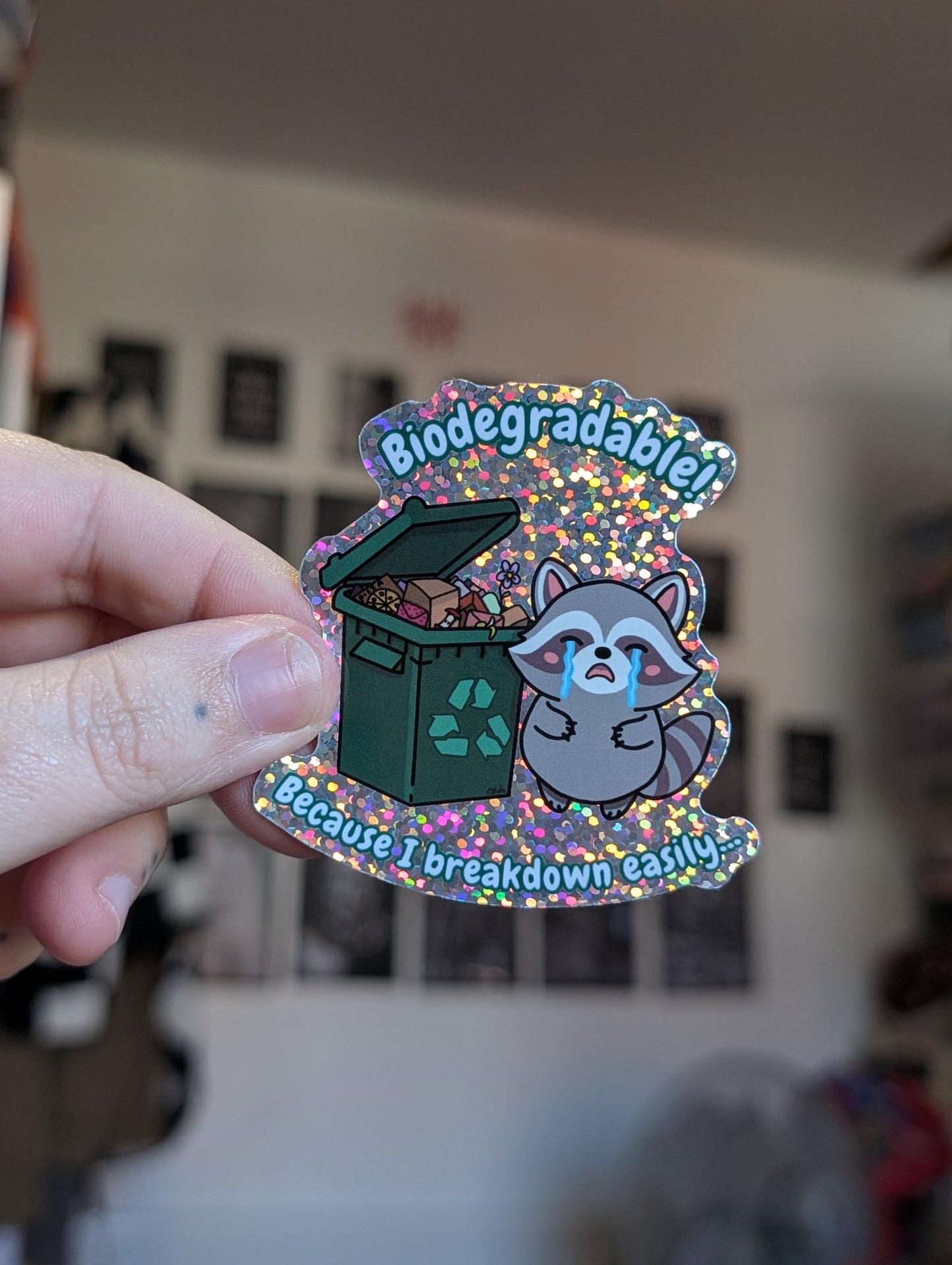 Biodigradable toby sparkle sticker