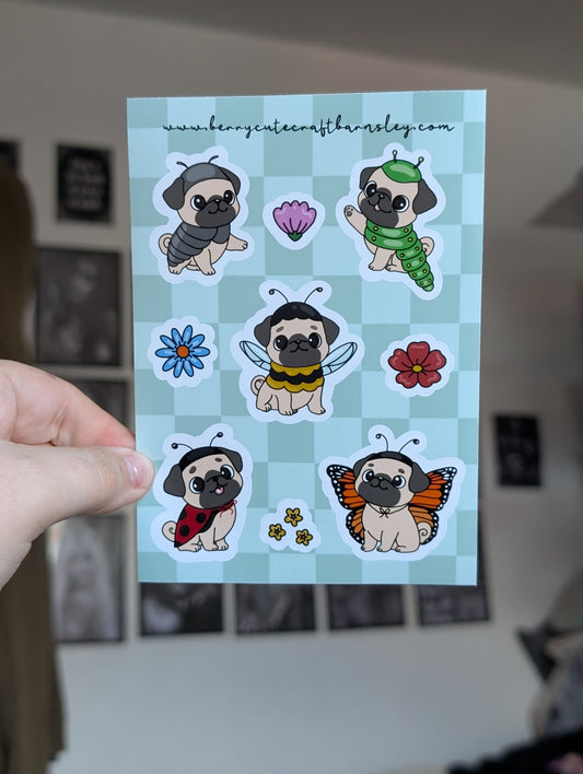 Pugbug sticker sheet