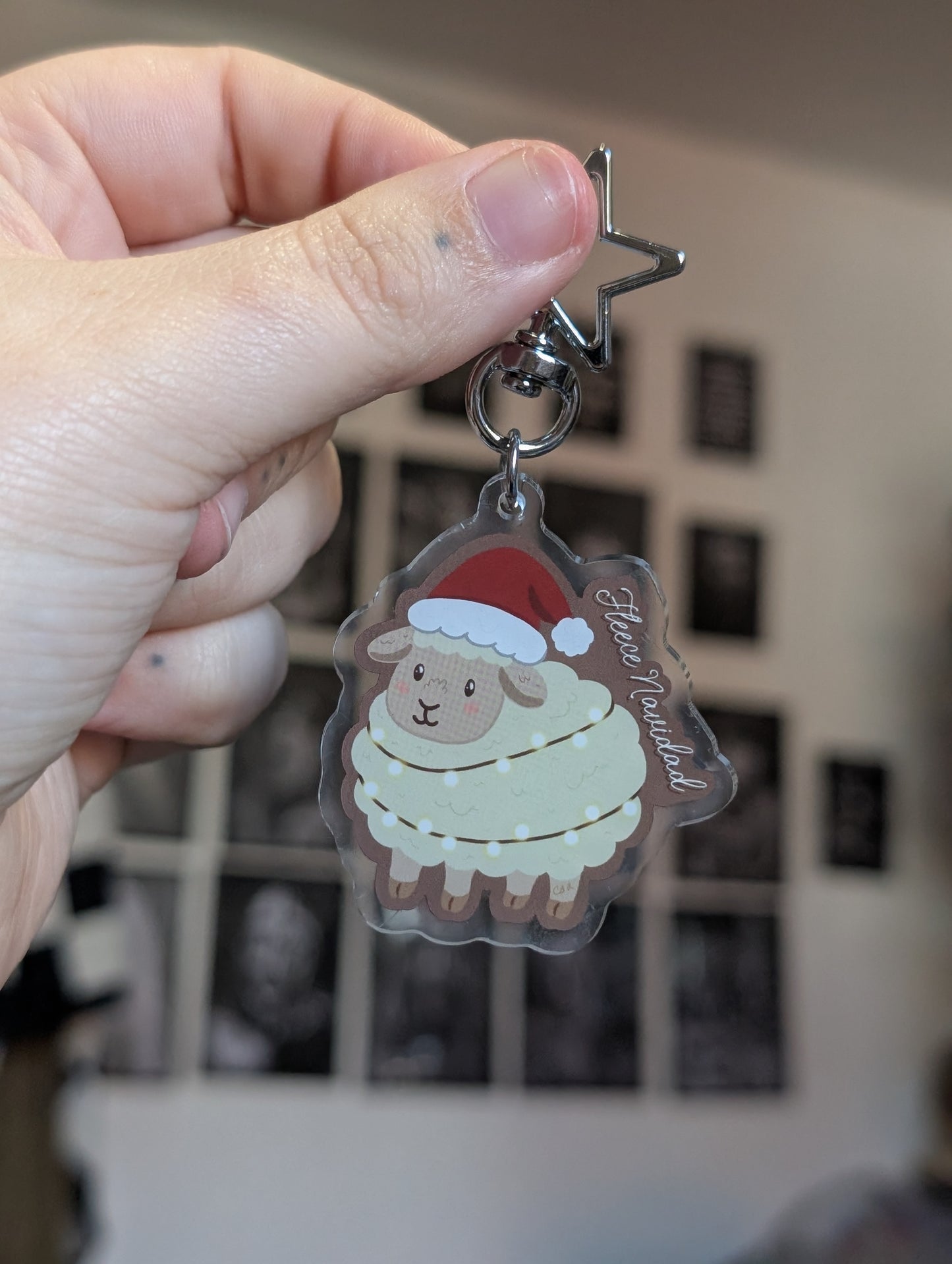 Fleece navidad sheep Keyring